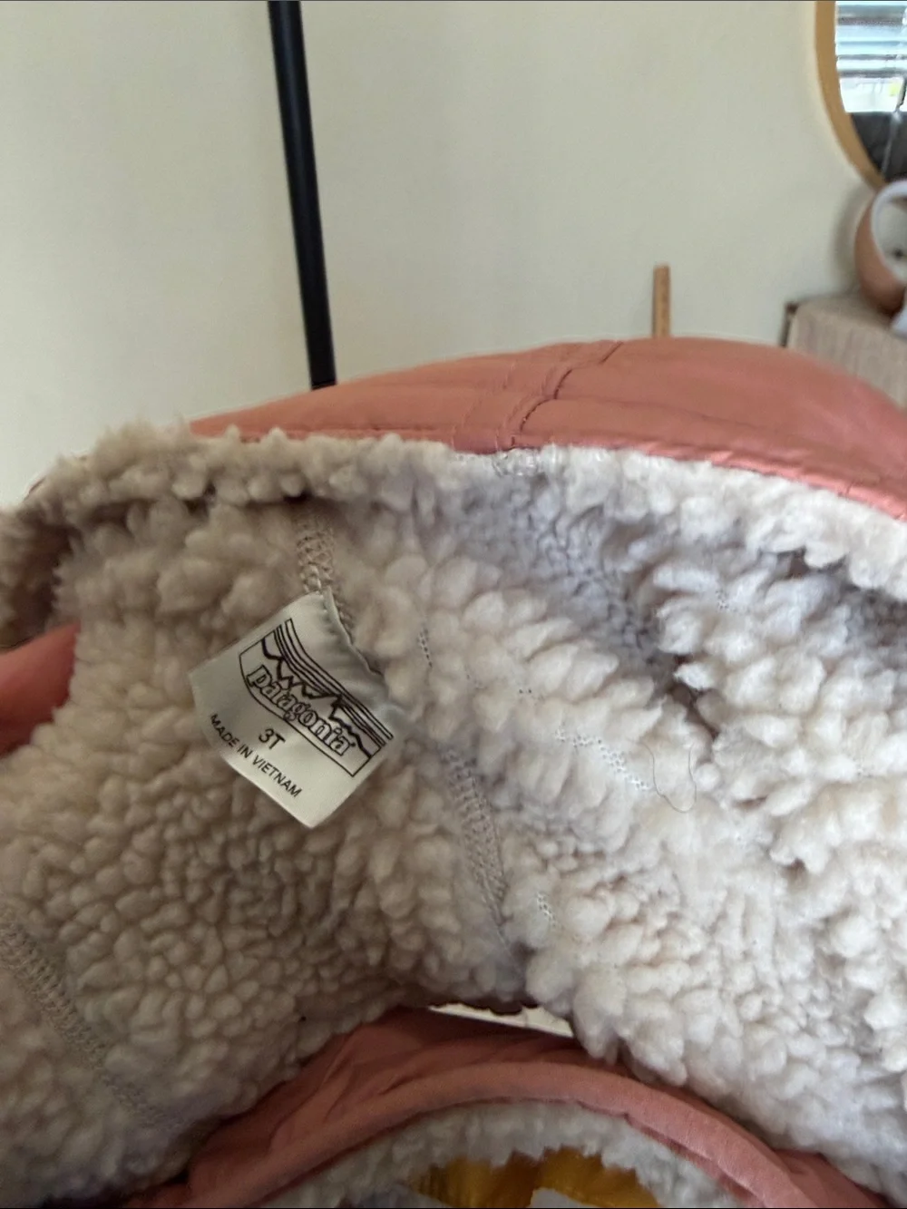 Patagonia Tribbles Reversible Jacket pink salmon mustard girl size 3T